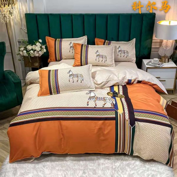 

luxury white designer bedding sets silk  king size duvet cover bed sheet fashion summer pillowcases