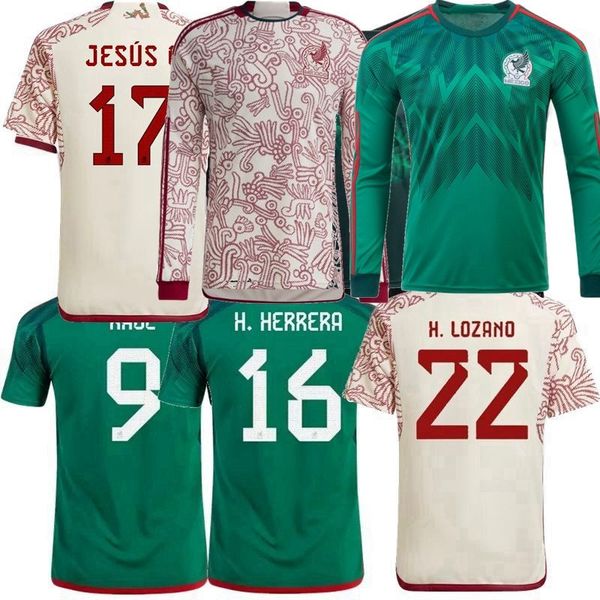 

fans player version mexico soccer jerseys 2022 2023 national team h.moreno e.vega jesus c. gimenez raul h.lozano chicharito football men wom, Black;yellow