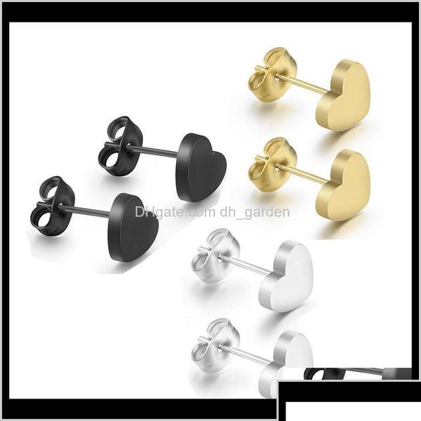 

stud jewelry fashion brief stainless steel heart wholesale electroplated gold black earrings drop delivery 2021 qvs otrx3, Golden;silver