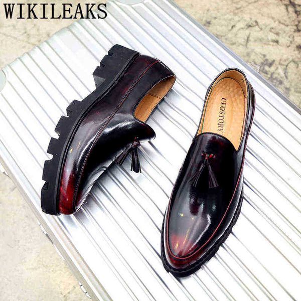

dres shoe italian wedding men formal coiffeur loafer clothing leather brand classic elegant sepatu slip on pria 220723, Black