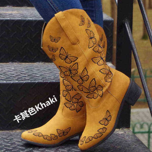 

women boots yueliang western cowboy embroidery fashion boot 's autumn new pointe, Black
