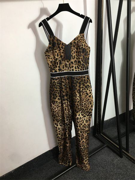 

luxury leopard womens jumpsuits sling playsuit summer fashion long rompers, Black