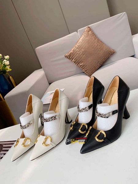 

designer women's summer shoes high heels pointed toe ladies sandals fashion chain bridal wedding shoess, Black