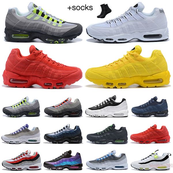 

running shoes trainers sports sneakers outdoor shoe triple black white university blue men 95 95s og neon greedy speed-lacing cork mens 95og