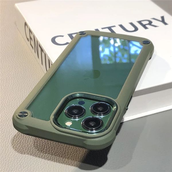 

luxury cases military shockproof transparent phone case for iphone 13 11 12 pro xs xr x 14 pro max armor bumper clear acrylic back cover