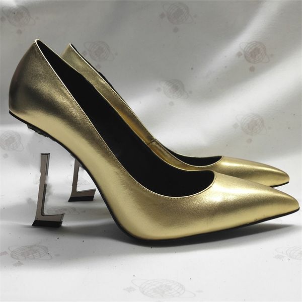 

fashion dress shoes yslity women leather high heel metal buckle letter logo wedding party business casual flat shoes 01-020, Black