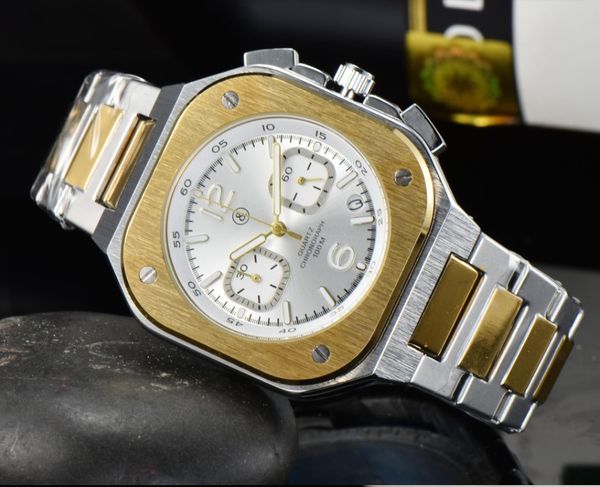 

2022wristwatches br model sport quartz bell luxury multifunction watch business full stainless steel man ross square wristwatch 003, Slivery;brown