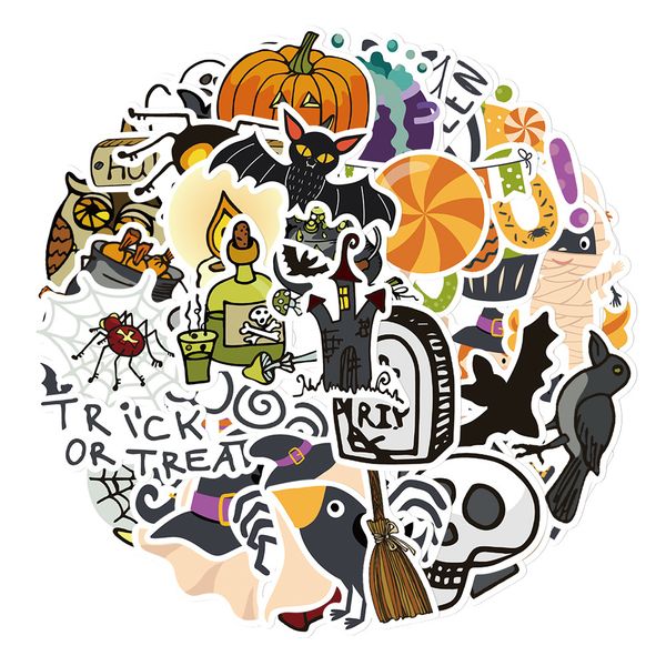 

50pcs/pack graffiti skateboard stickers halloween skull for car lappad bicycle motorcycle helmet ps4 phone kids toys diy decals pvc guitar s