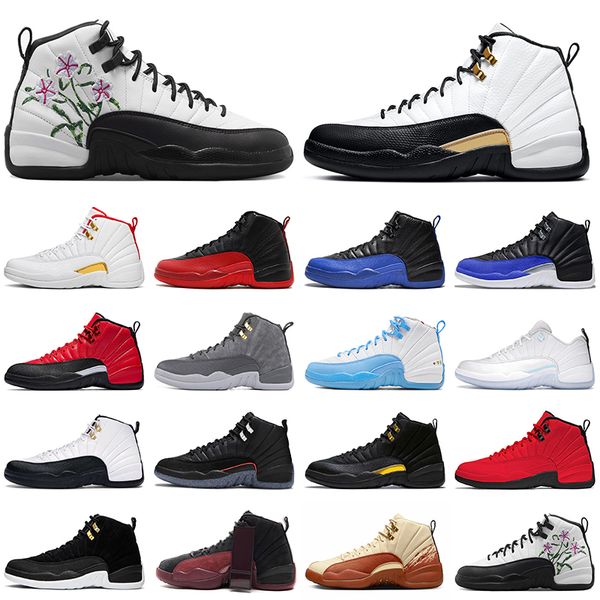 

jumpman 12s 12 basketball shoes mens womens burgundy crush burnt sunrise floral stealth dark grey playoffs 2022 men women sports trainers sn