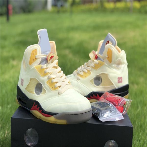 

shoes authentic 5 off sail mens white fire red-muslin-black yellow metallic sneakers original us 7-131915