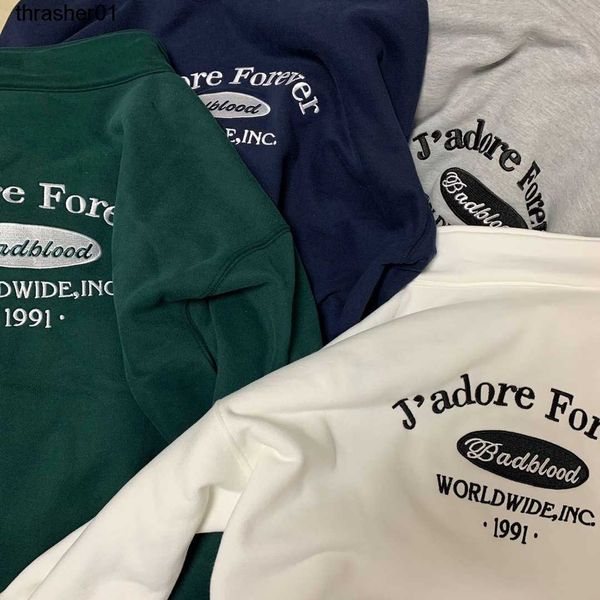 

men's hoodies designer sweatshirts badblood winter embroidery letter polo collar loose casual men women's plush sweater hoodie, Black