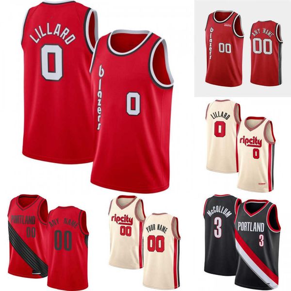 

75th custom men women portland''trail blazers''23 robert covington 1 anfernee simons 40 cody zeller 16 cj elleby basketb, Black;red