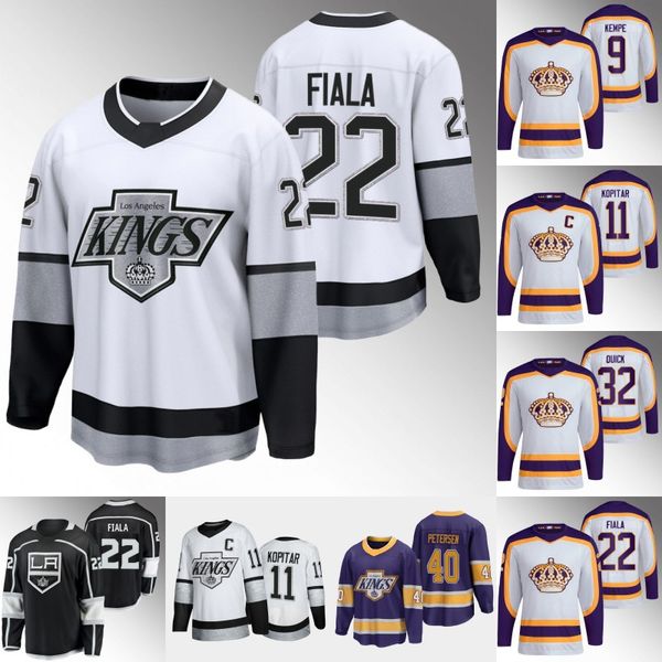 

22 kevin fiala kings jersey los angeles quinton byfield dustin brown anze kopitar drew doughty alex iafallo jonathan quick adrian kempe bren, Black;red