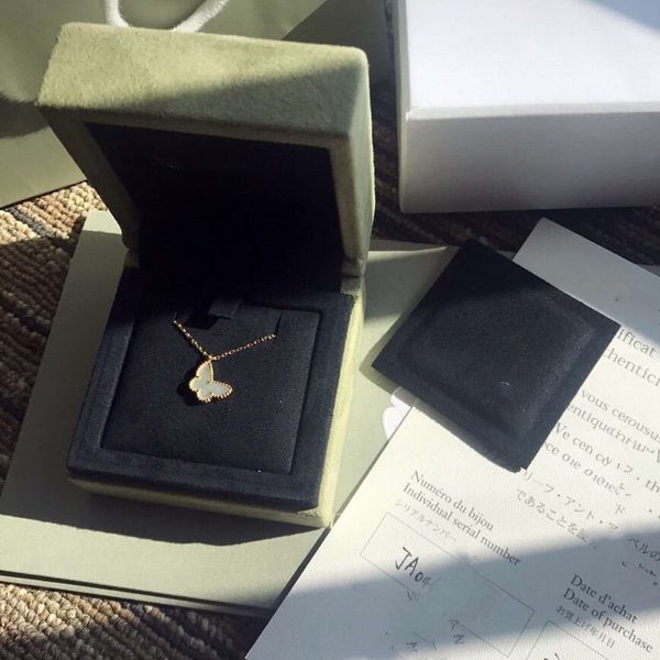 

vintage pendant necklace sweet s925 sterling silver white mother of pearl shell butterfly short chain choker for women jewelry with box