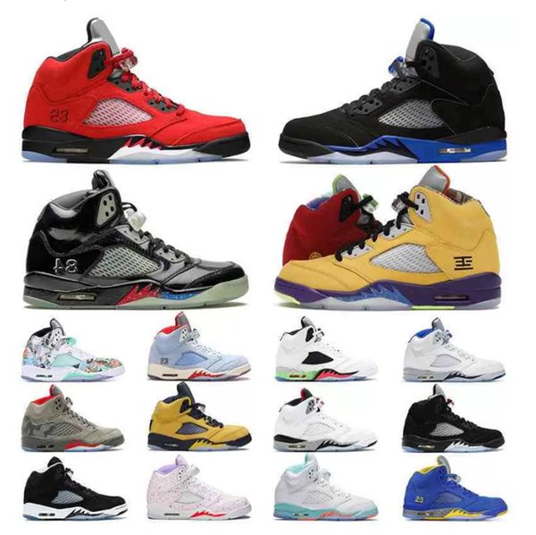 

basketball shoes for men 5s 5 jumpman concord green bean racer blue raging red what the stealth 2.0 shattered backboard moonlight mens sport, Black