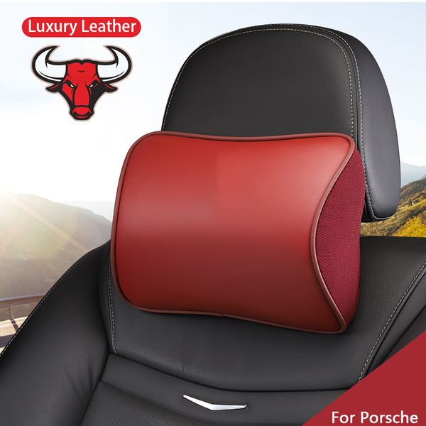 

car headrest pillows ergonomic design soft pillow fit sleeping and resting in auto for porsche cayenne macan panamera cayenne red