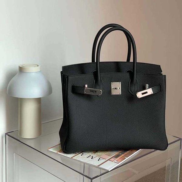 

women totes bag shoulder herme birkins pure hand female 2022 new leather calfskin litchi pattern large capacity handheld shoulder crossbody