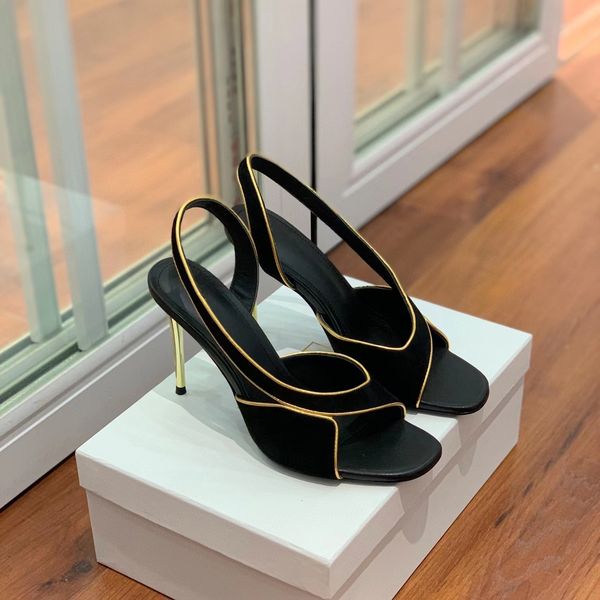 

open-toe strap-detail sandals 95mm stiletto ankle strapped sandal fashion high heel for women luxury designers dress shoes party heeled sand, Black