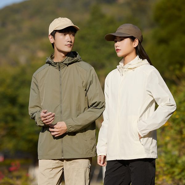 

lightweight hooded couple sunscreen clothing upf50 breathable portable for outdoor, Women's purple white