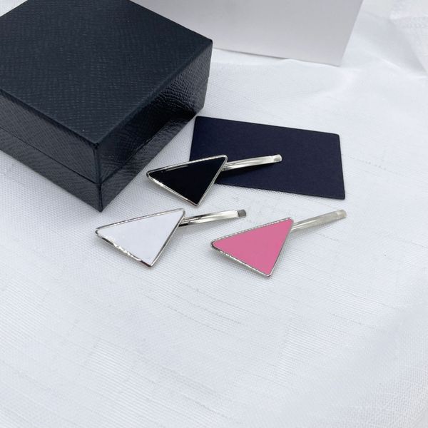 

Metal Hair Clip Designer Women Girl Triangle Letter Barrettes Fashion Hair Accessories High Quality 3 Colors
