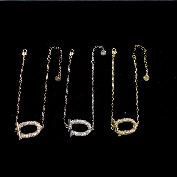 

Designer Necklace and Bracelet Set High Version Gold Rose Gold Silver Diamond Design Brand Gift Set with Box Valentine's Day Gift, Golden