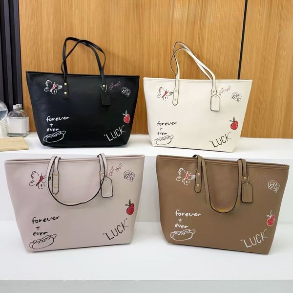 

Designer bag Sketch print bag Tote cowhide bag women shopping bag Variety of styles Fashion famale Bags A must-have for travel size 32*29, #13