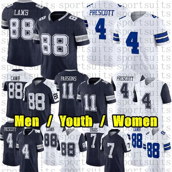 #88 CeeDee Lamb Football Jersey #11 Micah Parsons George Pickens Dak Prescott Jake Ferguson Roger Staubach Miles Sanders Trevon Diggs Troy Aikman Tyler Booker jerseyS