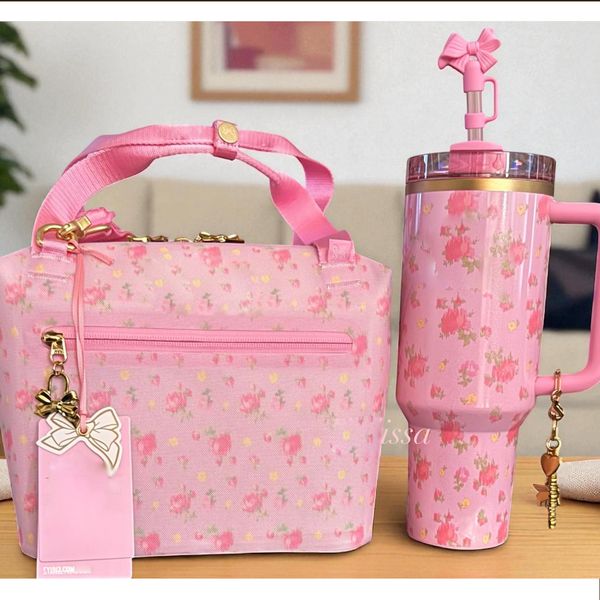 US warehouse 14 oz 40 oz Love fancy Ibiza sunset limited edition car cup with handle and straw, Christmas limited edition bow tie mug | Suitable for travel water bottle