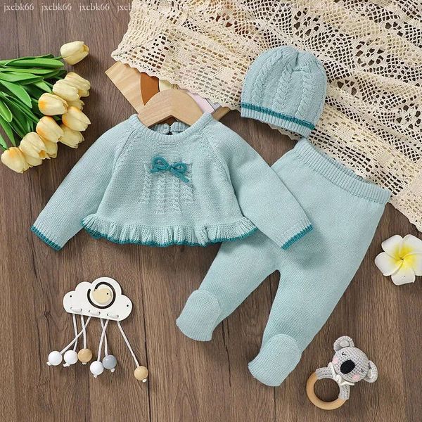 

Children's clothing for winter born Baby Girls Clothes Sets Autumn and Winter Blue Full Sleeve Sweaters PulloversTrousers Infant Outfits 2pcs Children Wear 240523, 82w26092