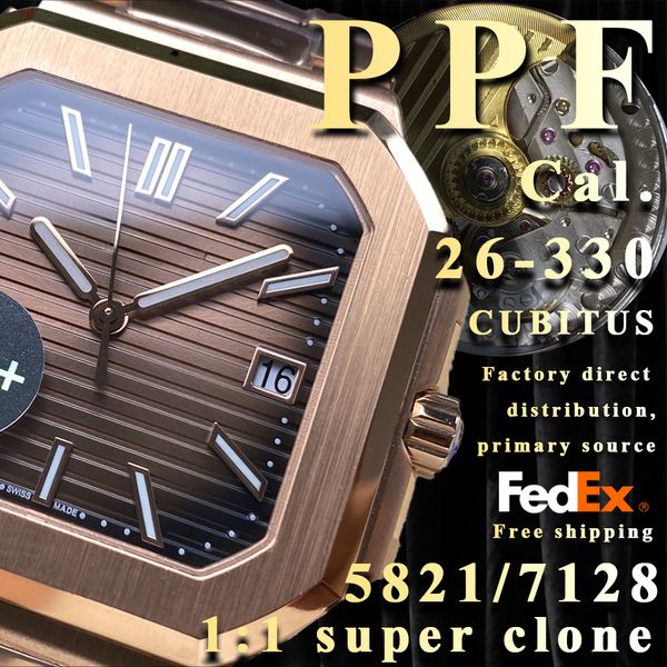 

PPFF 5821 watch diameter 45mm thickness 8.5 mm equipped with Cal.26-330 SC integrated mechanical self-winding movement sapphire crystal glass mirror supper clone, A3