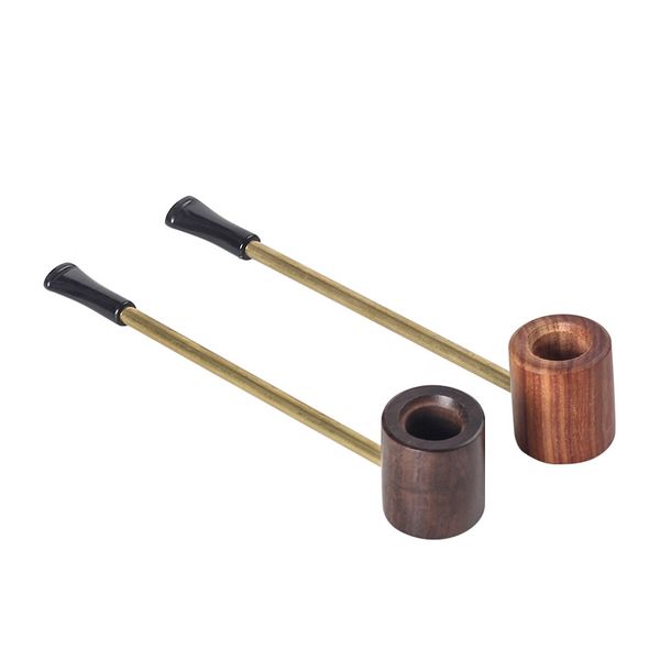 New Red Black Sandalwood Popeye Pipe Straight Solid Wooden Cigarette Tobacco Mini Smoke Pipes Dissipation Wood Mouthpiece Beginner Smoking Accessories