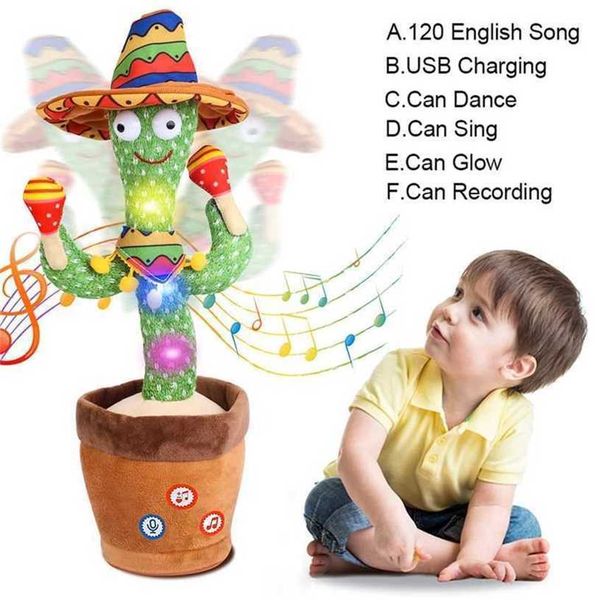 Talking Cactus Baby Toy Dancing Cactus Repeats What You say for Kids with English Songs Dancing Toy for Gift Toddle Girls Boys POVG