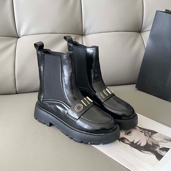 

Designer boots for autumn and winter fashionable luxury medium length boots flat bottomed comfortable calf leather Martin boots motorcycle boots sizes 35-40, #5