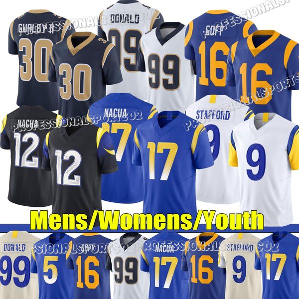 Los Angelescity LA RamsS jersey #17 Puka Nacua Matthew Stafford Cooper Kupp Kyren Williams Stetson Bennett IV Aaron Donald Byron Young Football Jerseys