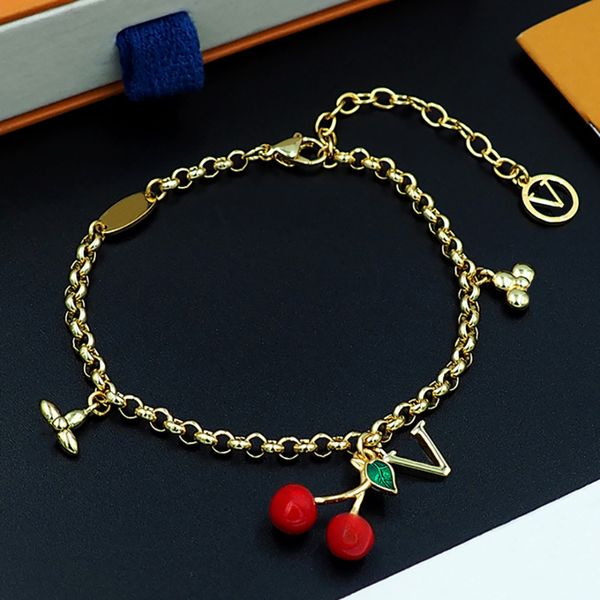 

Designer Red Cherry Gold Pendant Necklace Earrings Set Personalized Fashion Jewelry Set Birthday Gift Designer Cherry Series Jewelry Set, Mixed colors