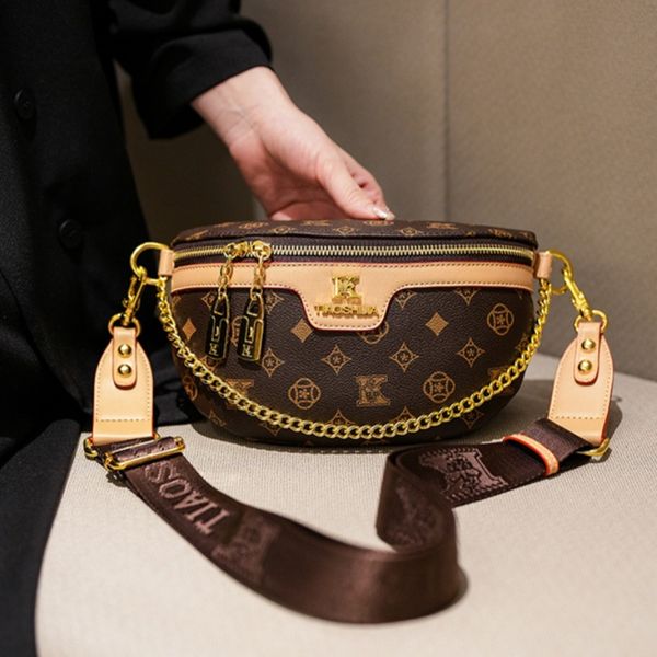 

Women's chest bag 2025 new style versatile soft leather fashionable crossbody waist bag high-end online celebrity shoulder bag, Khaki