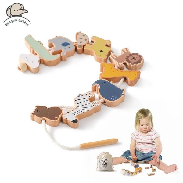 Baby Animal Threading Toys Wooden Stacking Toys Blocks Board Games Wooden Toys Baby Animal Stringing Threading Beads Toys Gift250903BJ