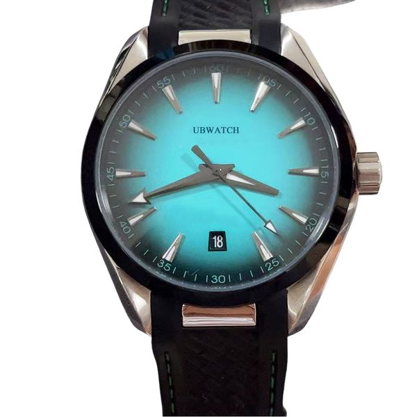 Terra 150M Mens Watches 40mm Gradient Blue Sport Style Man Wristwatches With Soft Comfort Leather Strap