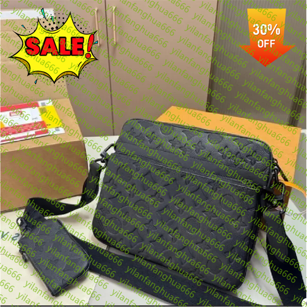 

High quality Designers Mens Totes Bag Handbags Purses Fashion Handbags Men Leather TRIO Messenger Bags Luxury Shoulder Bag Make up Bag, Dark navy