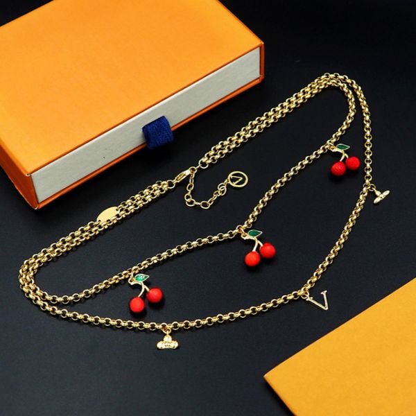 

Designer Cherry Collection Necklace Retro Millennium Style Necklace Cherry Pendant Luxury Jewelry Gift for Collection