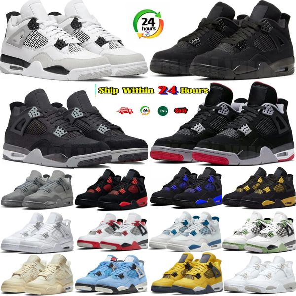 

4 4s mens basketball shoes Black Cat Pizza White Cement Bred Reimagined by Brick Cave Stone Lighing Thunder men women trainers sports sneakers good 4s, Grey
