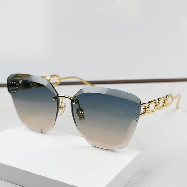 

Luxury Jewel Cat Eye Gradient Blue lenses Sunglasses for Women Designer frameless cat eye shaped sunglasses Z2142U outdoor vacation glasses UV400 protection