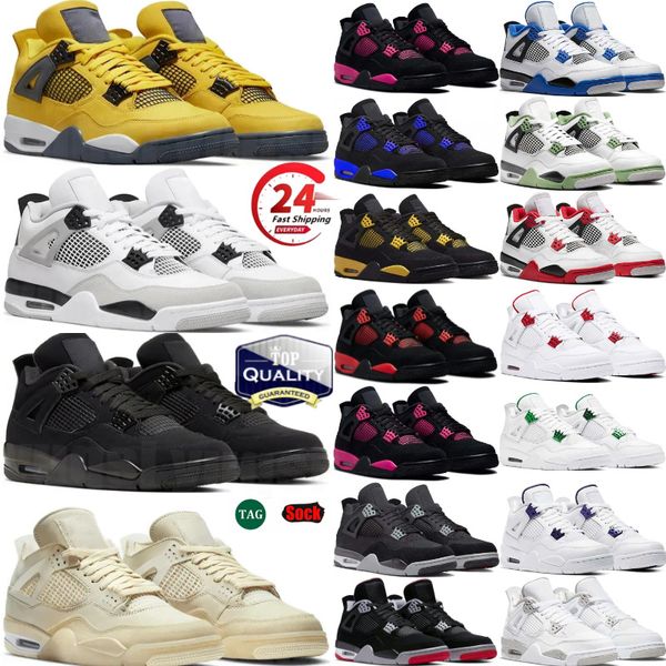 

top-tier basketball shoes Designer Black Cat Metallic Gold 4s 4 Military White Bred ReimaginedSail Red Cemt Thunder Oreo Cool Grey University Blue Pine for m and, #-37