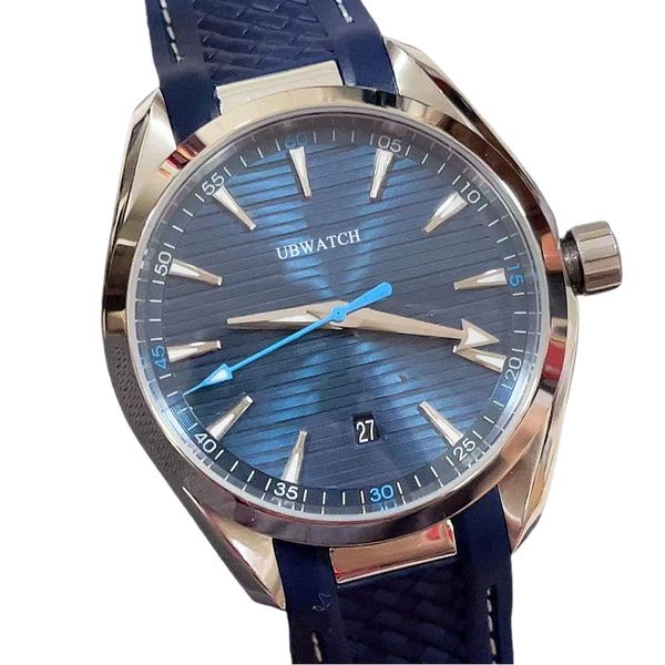 Terra 150M Mens Watches 40mm Deep Blue Texture Design Man Wristwatches With Soft Comfort Leather Strap