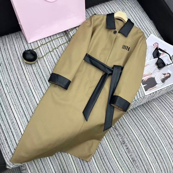 

Womens Trench Coats Jackets Long Slim Belt Wind Coat Long Sleeves Tops Windbreaker Designer Woman Jacket High Street Windproof S-L, Brown