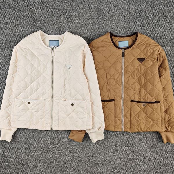 

Women' Jackets Designer New triangular diamond grid pattern casual versatile cotton jacket, White