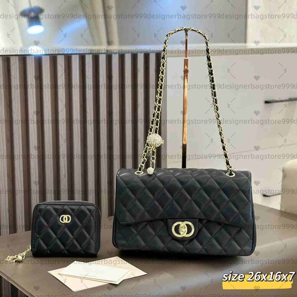 

Designer bags Fashion crossbody bags Luxury bags Leather shoulder bags 2 pieces classic women's vintage bags High quality handbags Chain bags, #17