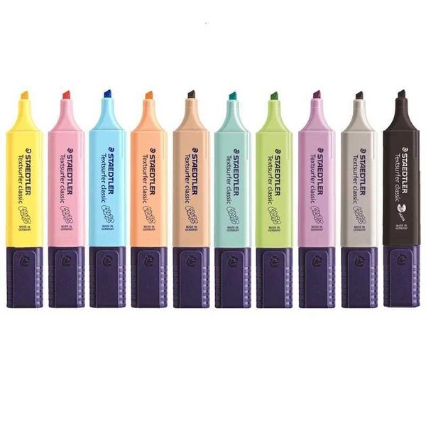 1pcs STAEDTLER Pastel Color Highlighter Pen 15mm Line Vintage Marker Liner Highlighting Paper Fax Drawing Office School A6112 X250904