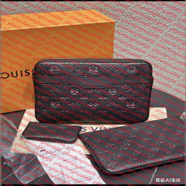 

2025 Handbags Men Leather TRIO Messenger Bags Luxury Shoulder Bag Make up Bag Designer Handbag Tote Man's bag, Chocolate