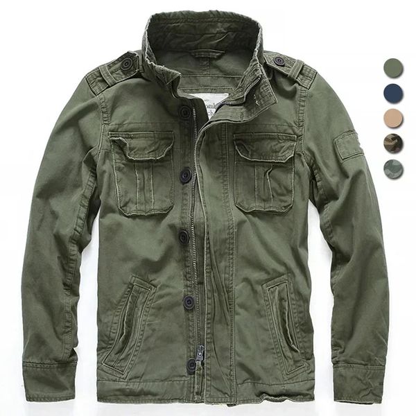 

Men Jacket Men M65 Denim Retro Cargo Jacketes Outdoor Multi Pockets Camo Tops Field Casual Fashion Hiking Coats Uniform, Silver